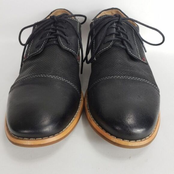 Steve Madden Mens Catalyst Size 8 Navy Blue Cap Toe Oxford Preforated Vamp - Picture 3 of 7
